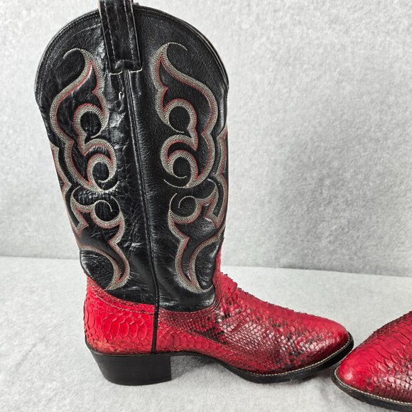 Nocona Python Boots Mens 9 D Cherry Red Black Snakeskin Western Cowboy Rodeo main image 8